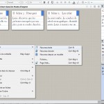 Le bablillard de Scrivener, avec le menu contextuel